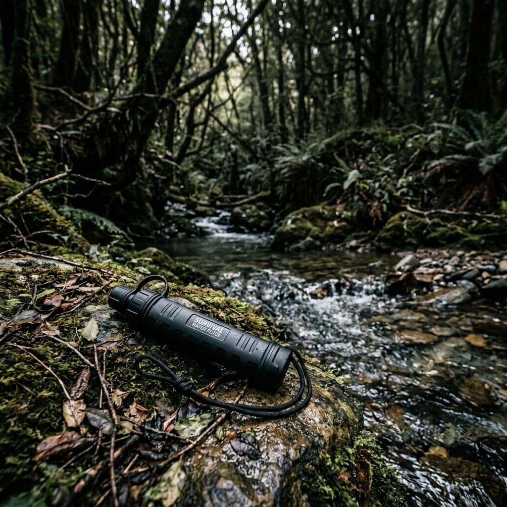 LifeStraw being used in a stream